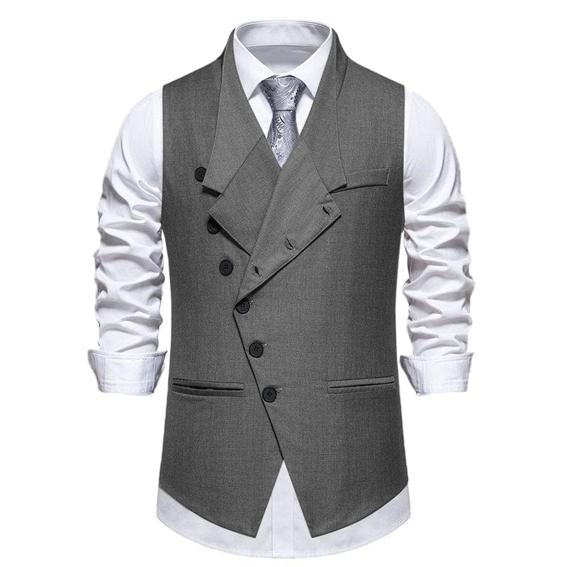 aesido Men's Vintage Solid Color Single Breasted Suit Vest