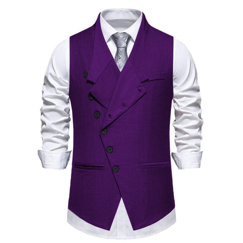 aesido Men's Vintage Solid Color Single Breasted Suit Vest