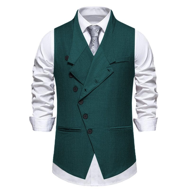 aesido Men's Vintage Solid Color Single Breasted Suit Vest