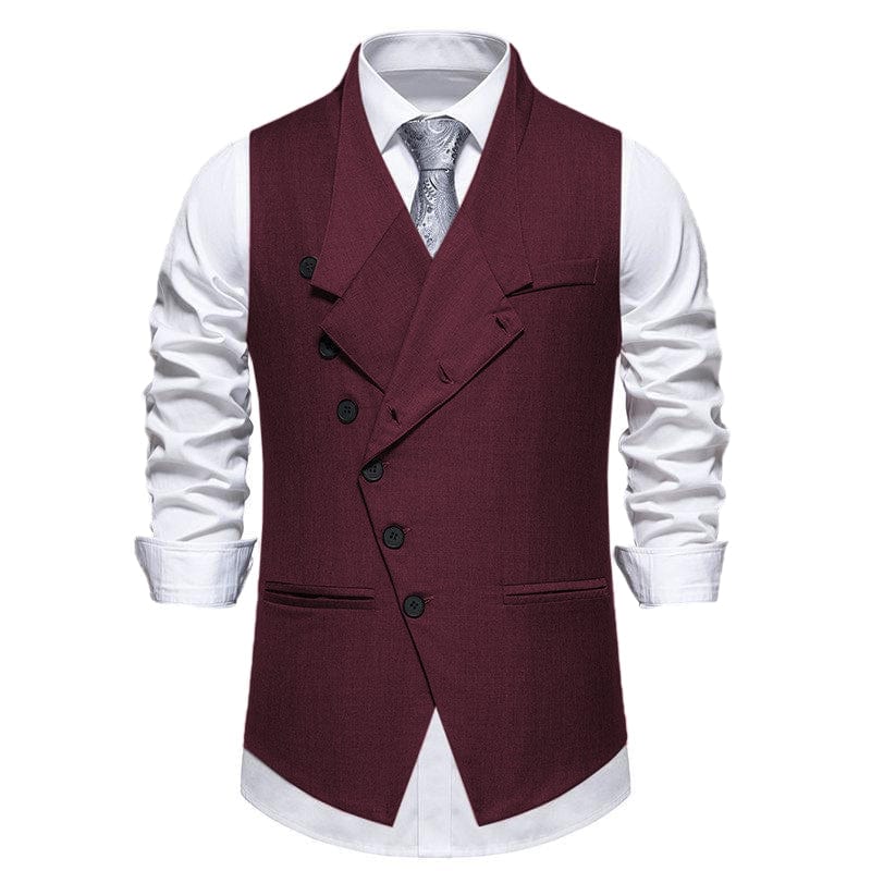 aesido Men's Vintage Solid Color Single Breasted Suit Vest