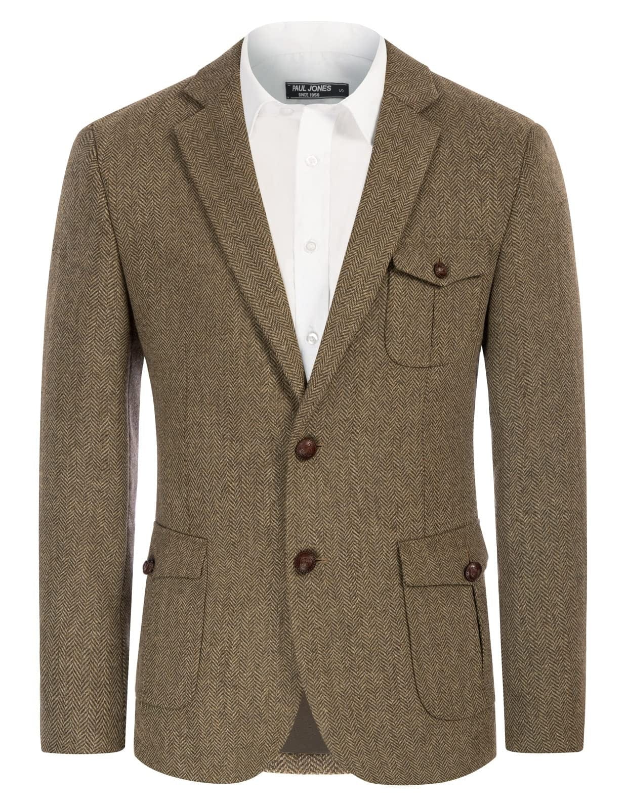 aesido Men's Vintage Two-Button Notch Lapel Blazer
