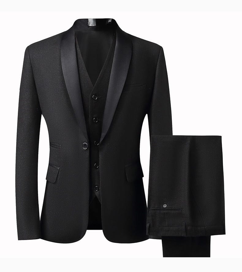 aesido Men's Wool Blend Tweed 3-Piece Suit – Peak Lapel Blazer, Vest & Pants