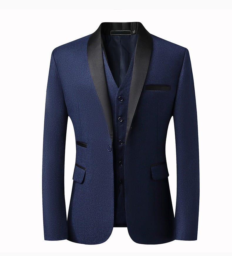 aesido Men's Wool Blend Tweed 3-Piece Suit – Peak Lapel Blazer, Vest & Pants
