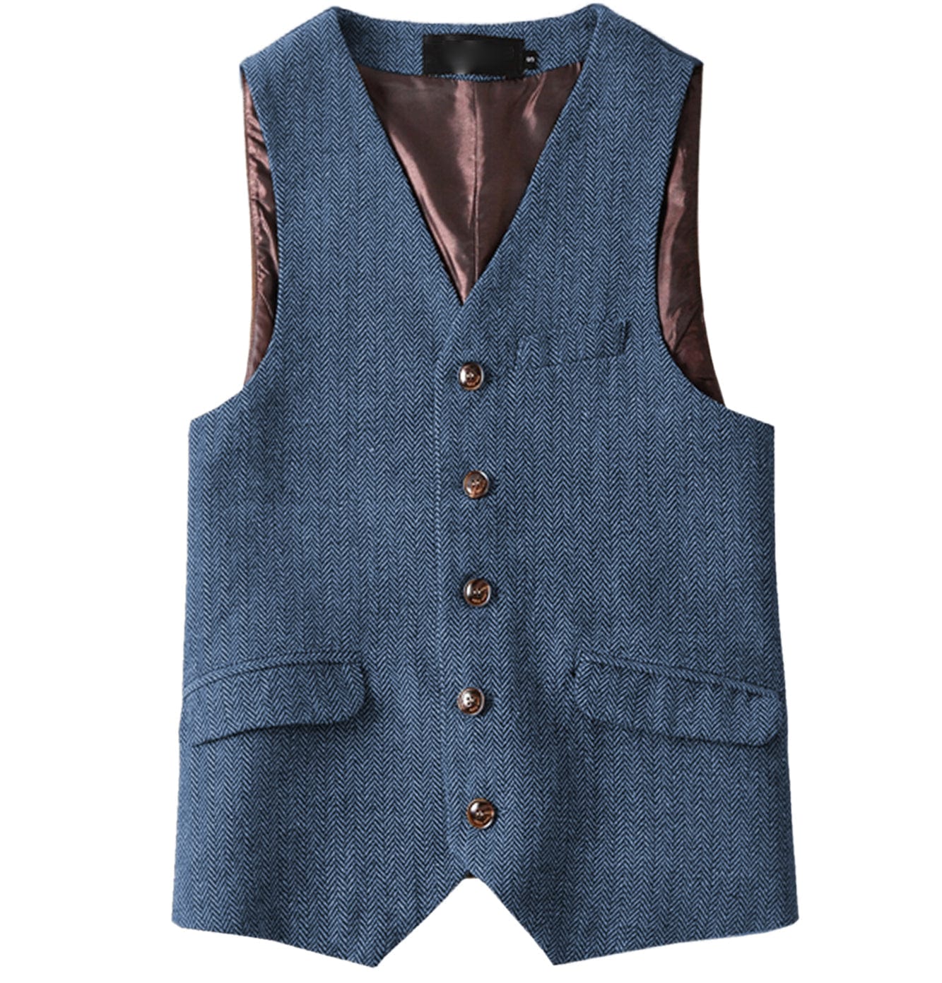 aesido Men Single Breast V Neck Waistcoat