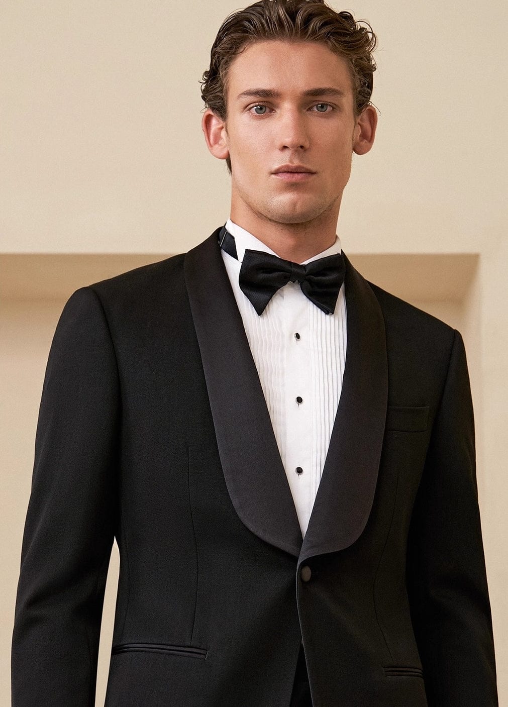 aesido Mens Black Tuxedo Two Piece Slim Fit Suit for Wedding Prom Formal Events