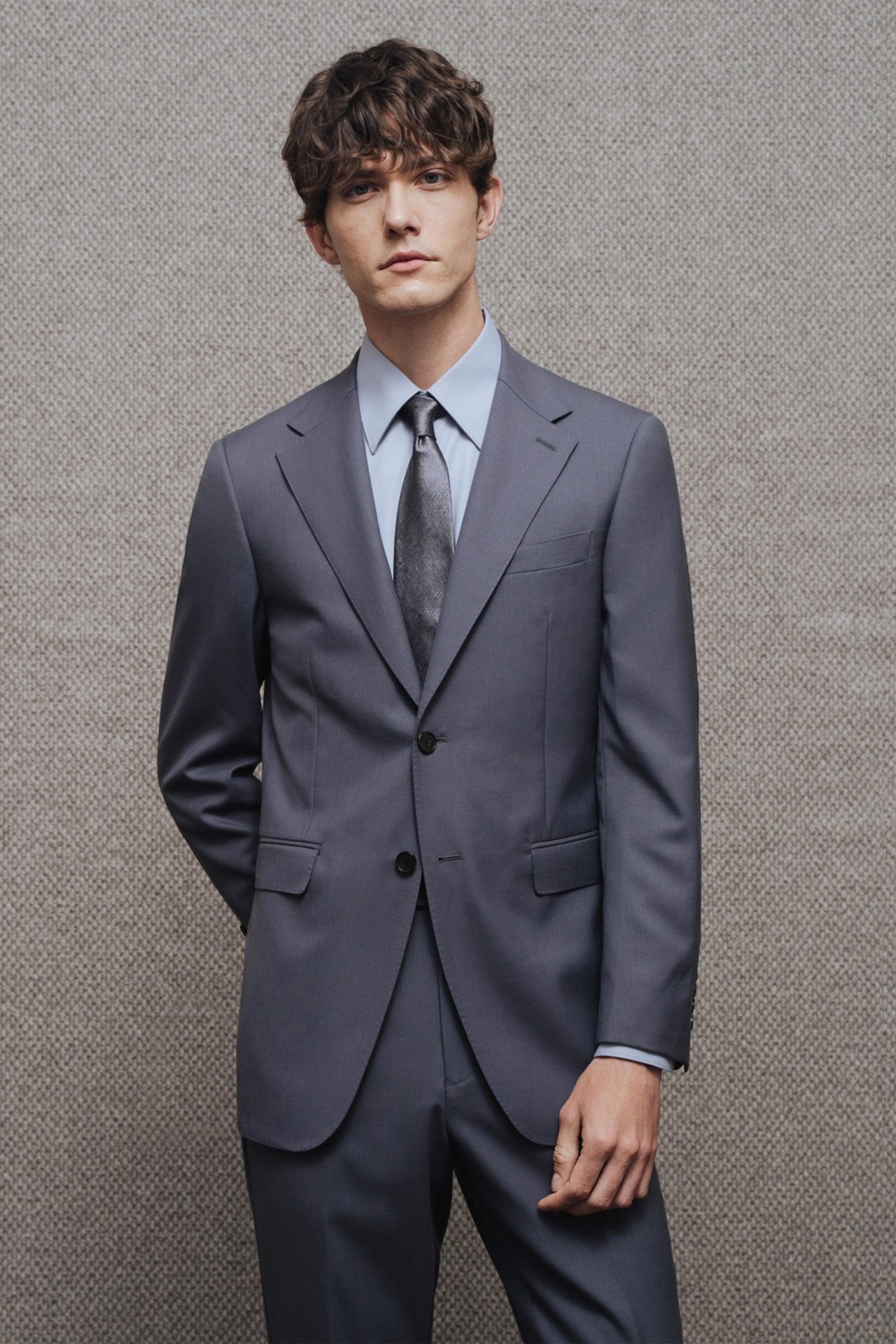 aesido Mens Slate Gray Two Piece Slim Fit Suit Modern Business Wedding Interview Outfit