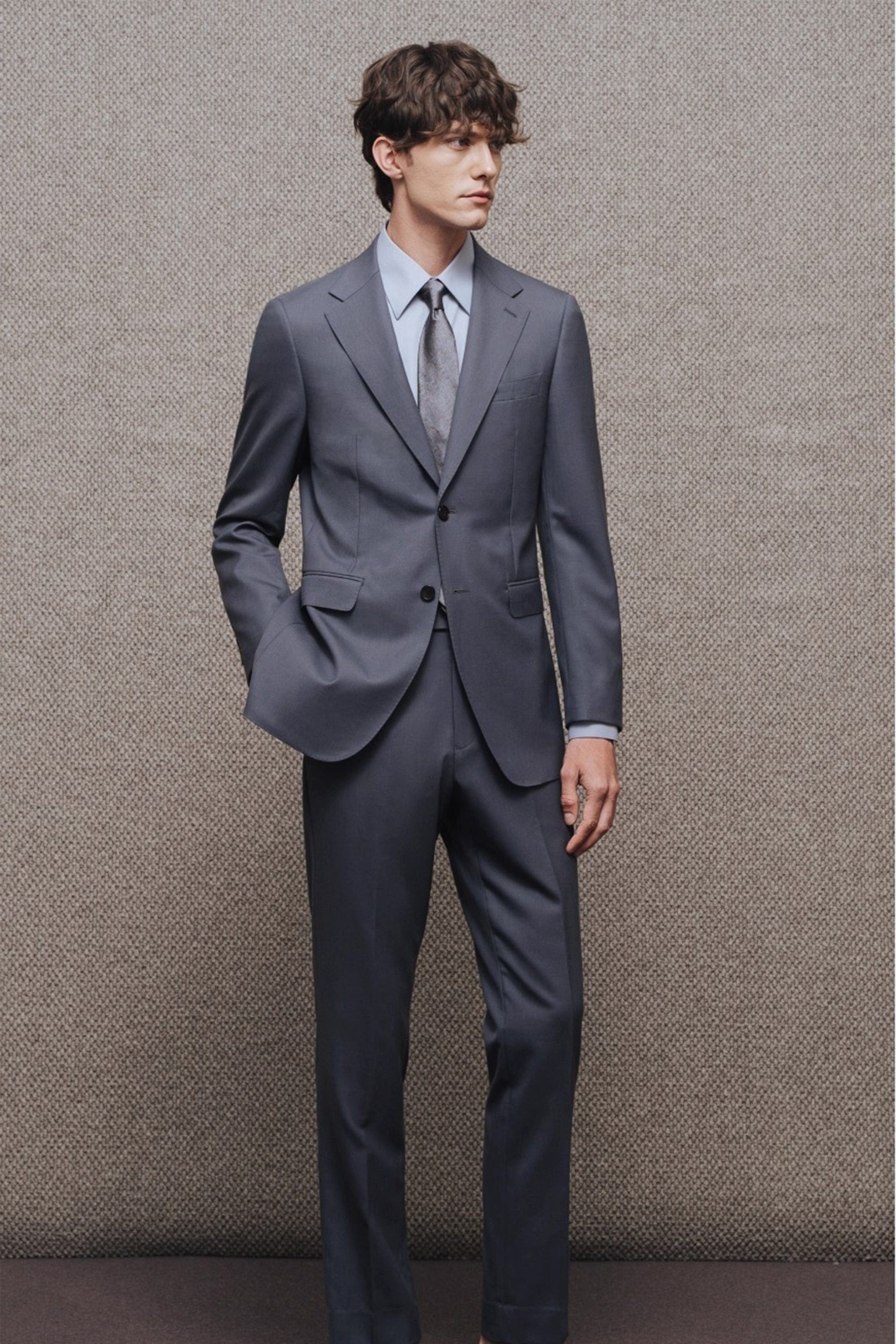aesido Mens Slate Gray Two Piece Slim Fit Suit Modern Business Wedding Interview Outfit