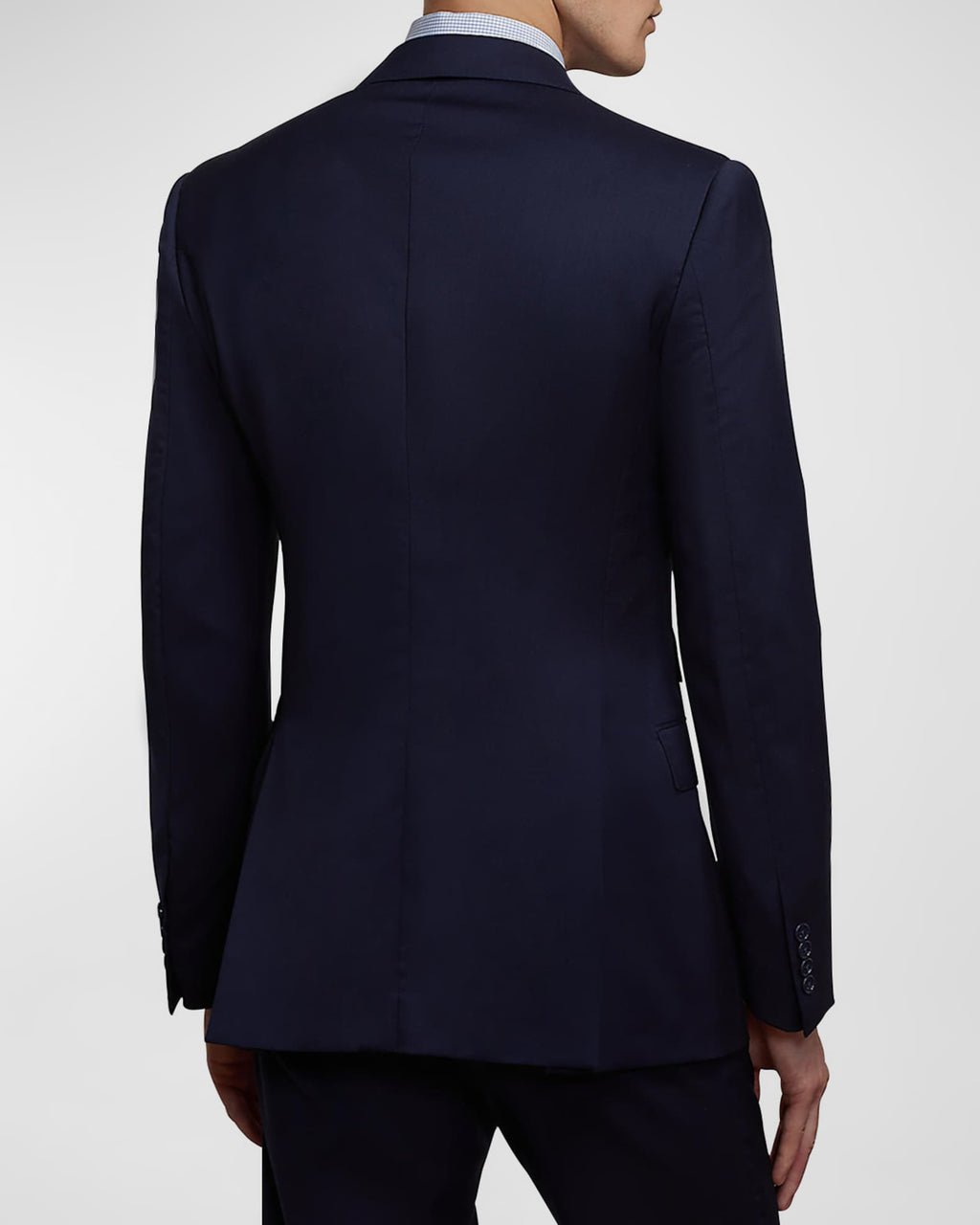 Double Button Navy 2 Piece Business Casual Double Buttons Notch Lapel Men's Suit