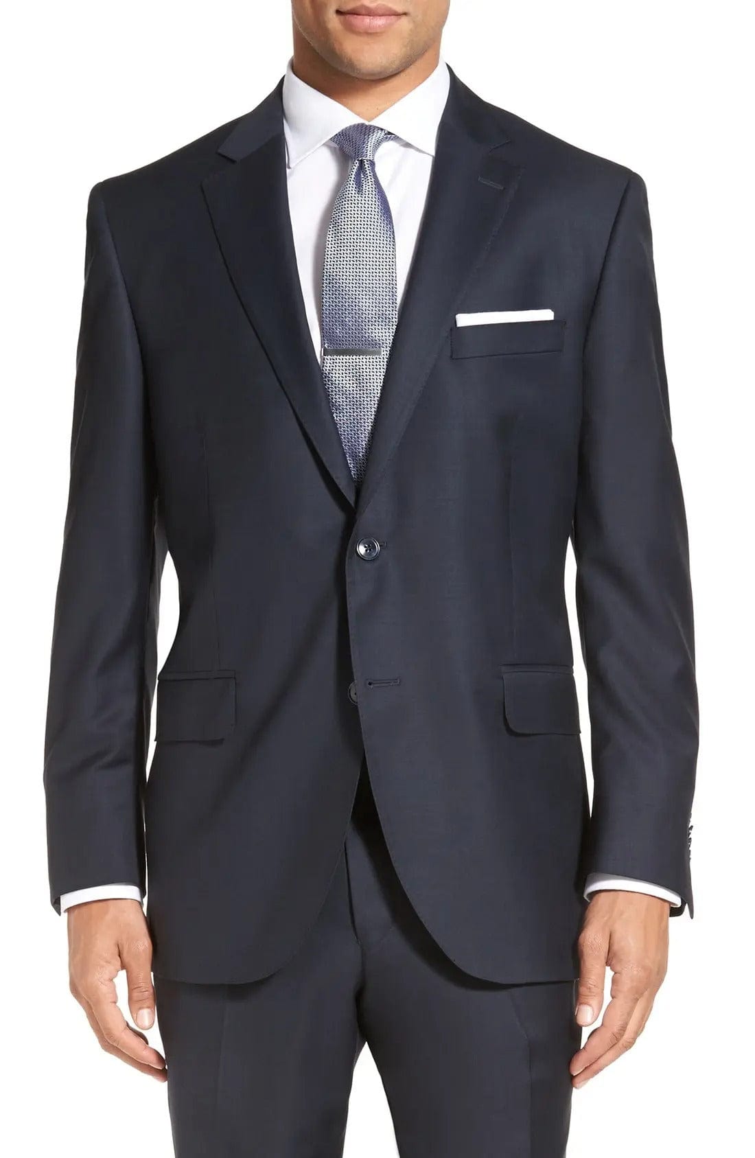 aesido Navy 2 Piece Double Button Business Casual Slim Fit Men Suit