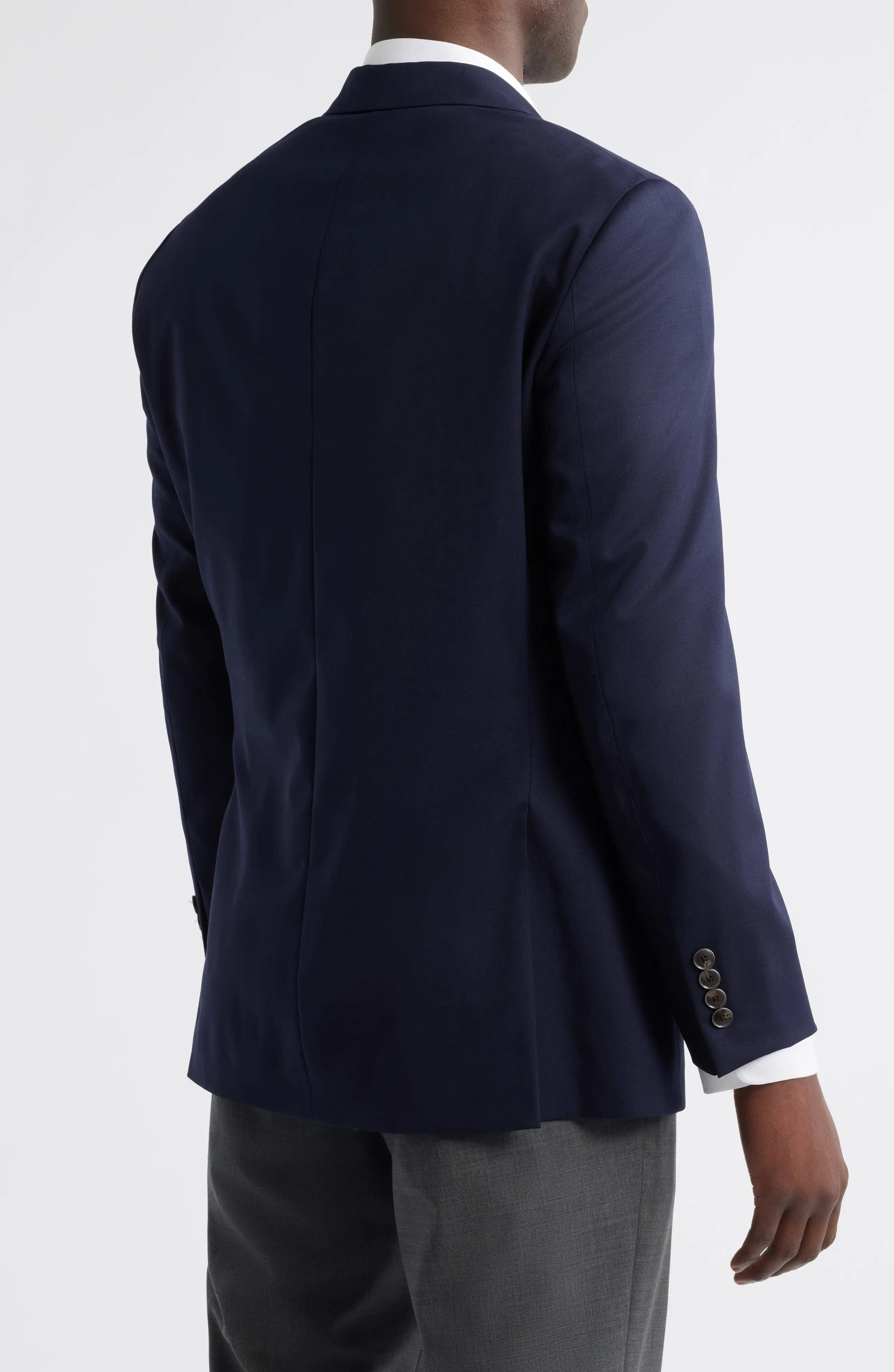aesido Navy Double Button Notch Lapel Mens Blazer
