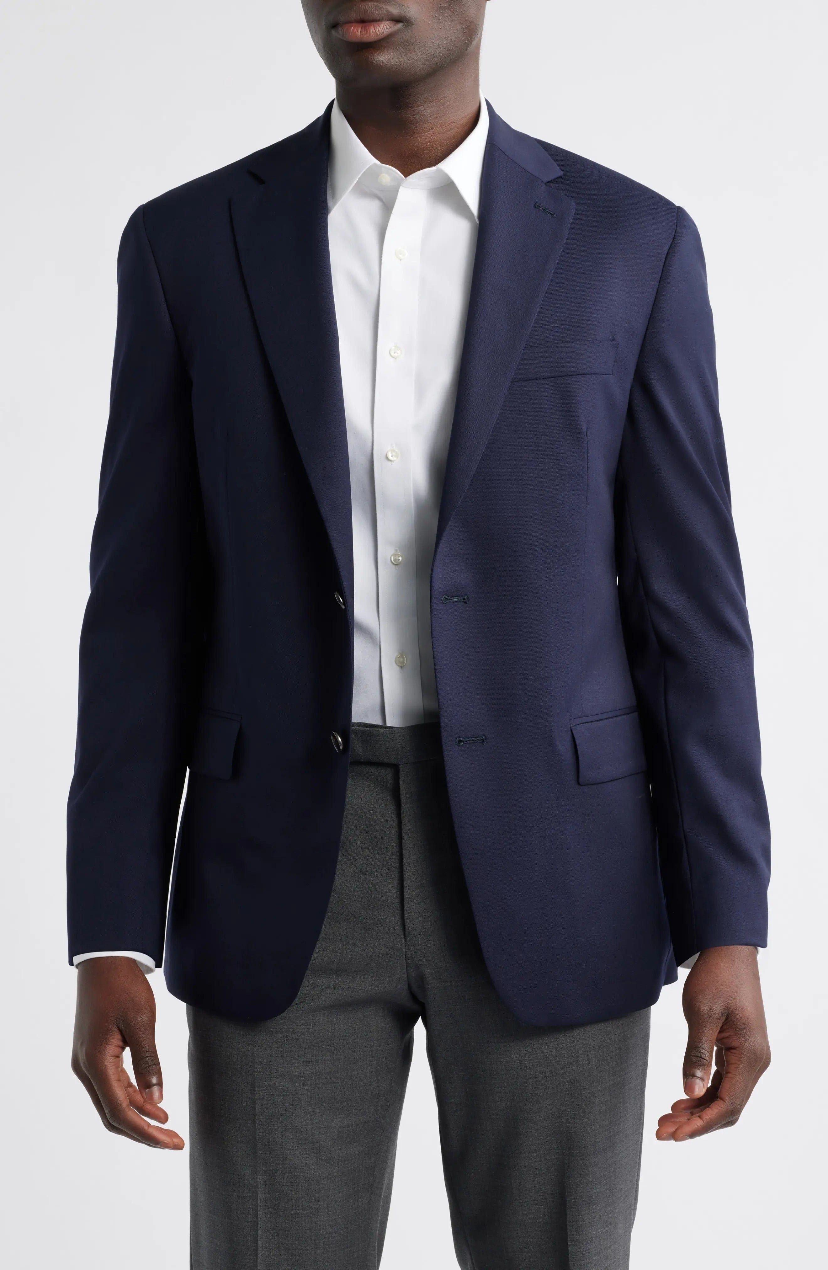 aesido Navy Double Button Notch Lapel Mens Blazer