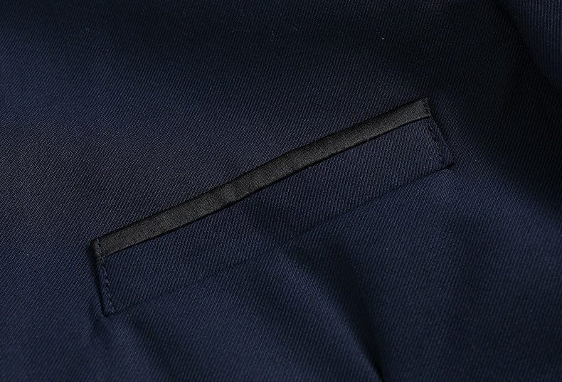 aesido Navy Men's Plus Size Solid Color Slim Fit Two-Piece Zhongshan Suit