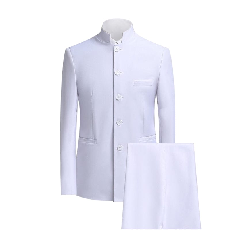 aesido Navy Men's Plus Size Solid Color Slim Fit Two-Piece Zhongshan Suit