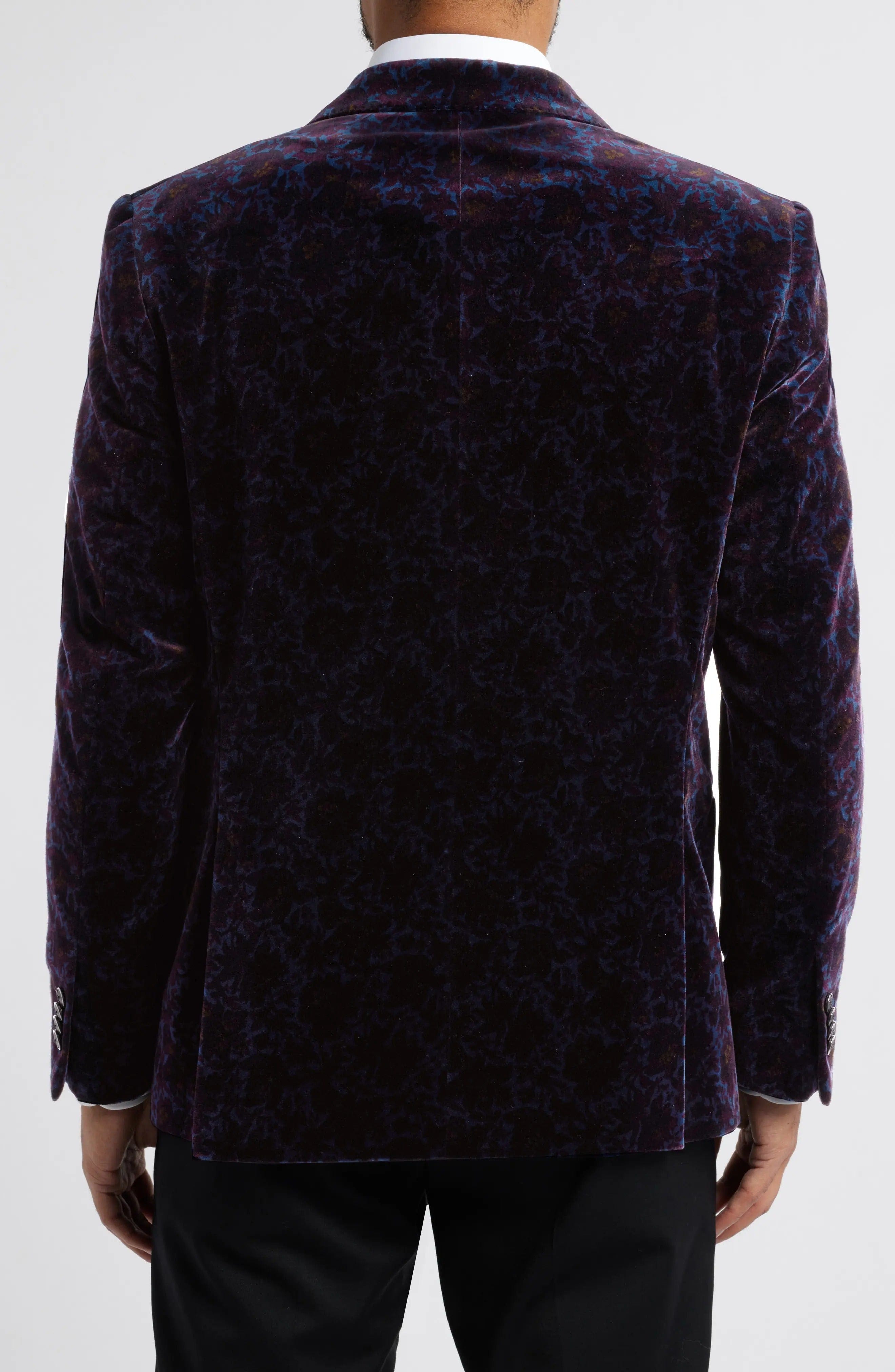 aesido Navy Velvet Single Button Satin Lapel Mens Blazer