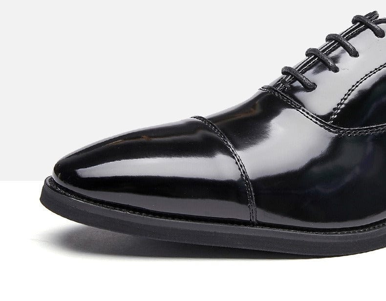 aesido New Summer Open Edge Pearl Patent Leather Pointed Toe Men's Leather Shoes