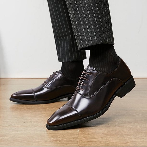 aesido New Summer Open Edge Pearl Patent Leather Pointed Toe Men's Leather Shoes