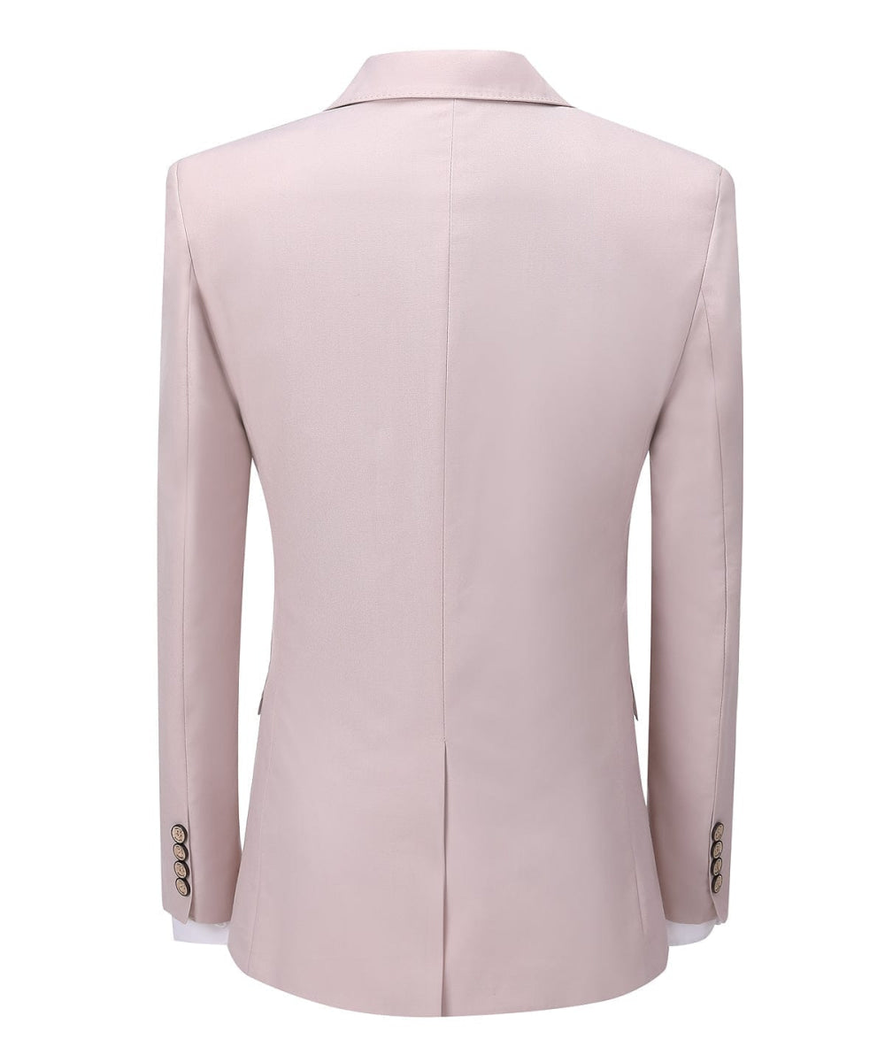 aesido Pink Flat Peak Lapel 3 Pieces Mens Suit For Wedding (Blazer+vest+Pants)