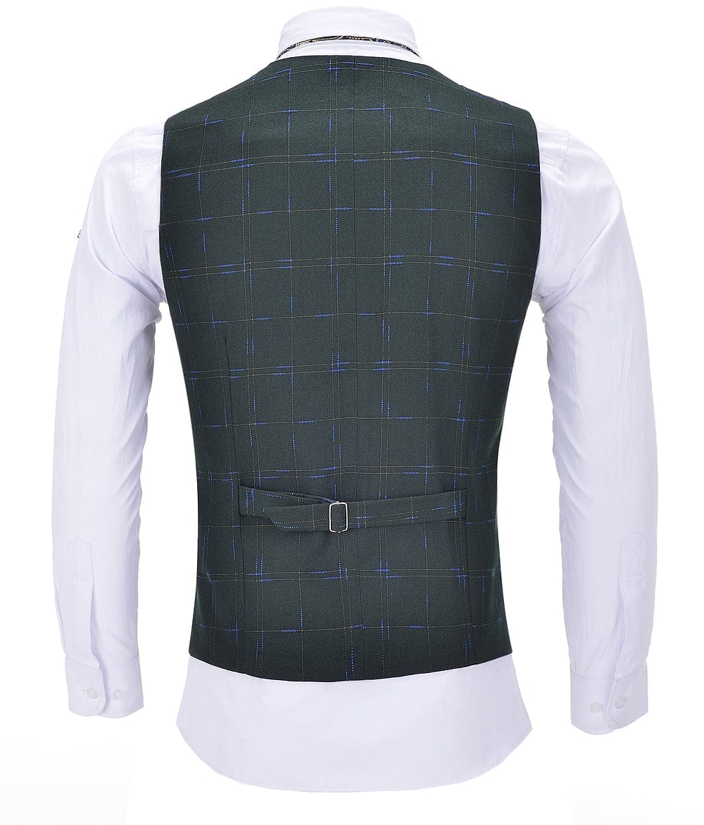 aesido Plaid V Neck Waidtcoat Fashion Suit Vest