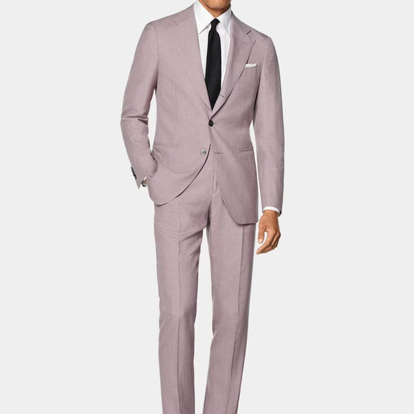 Lavender Linen 2-Piece Men’s Suit – Slim Fit Blazer & Pants for Summer Lavender / 44r