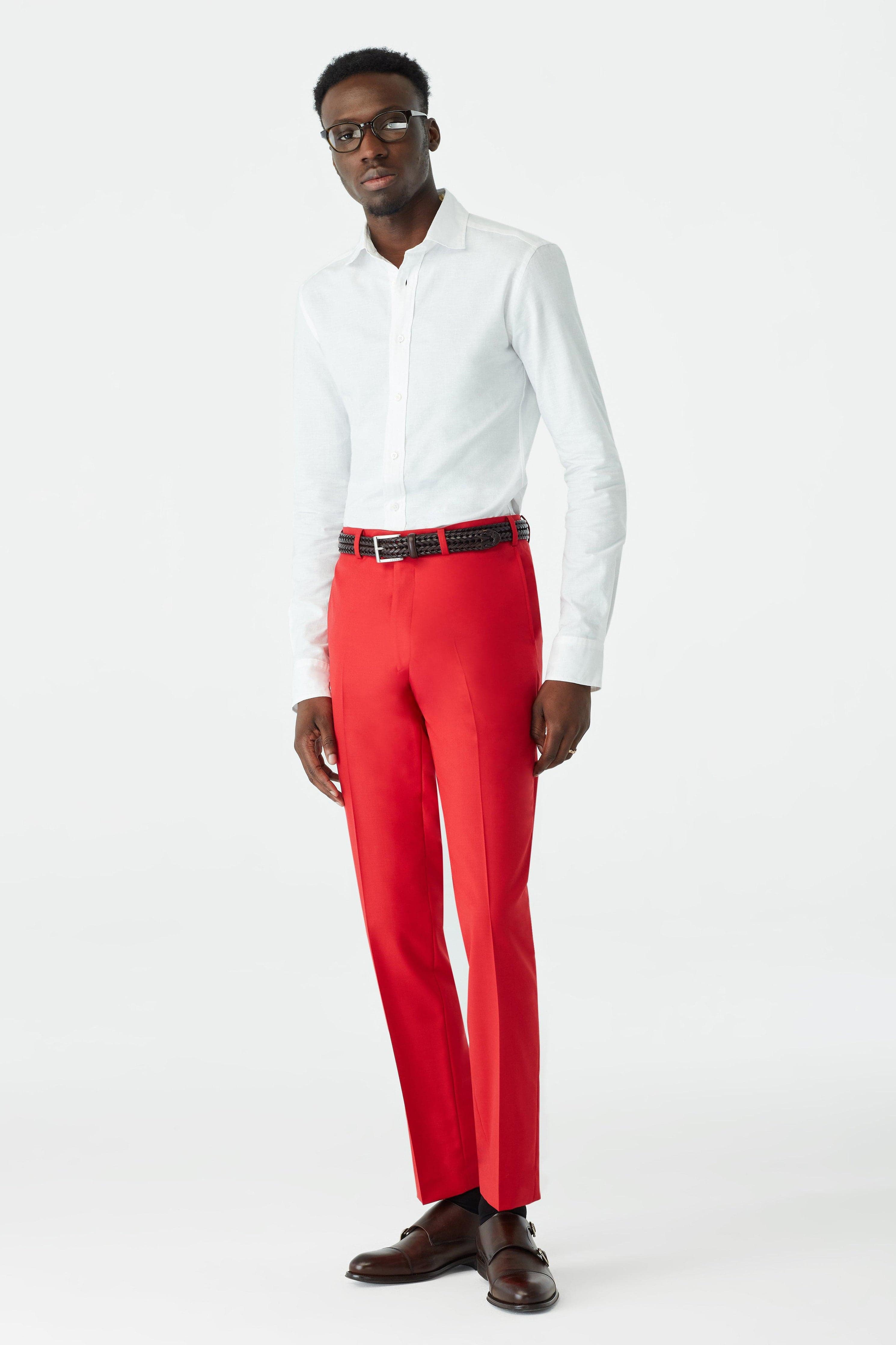 aesido Red 2 Piece Men's Suit with Notch Lapel