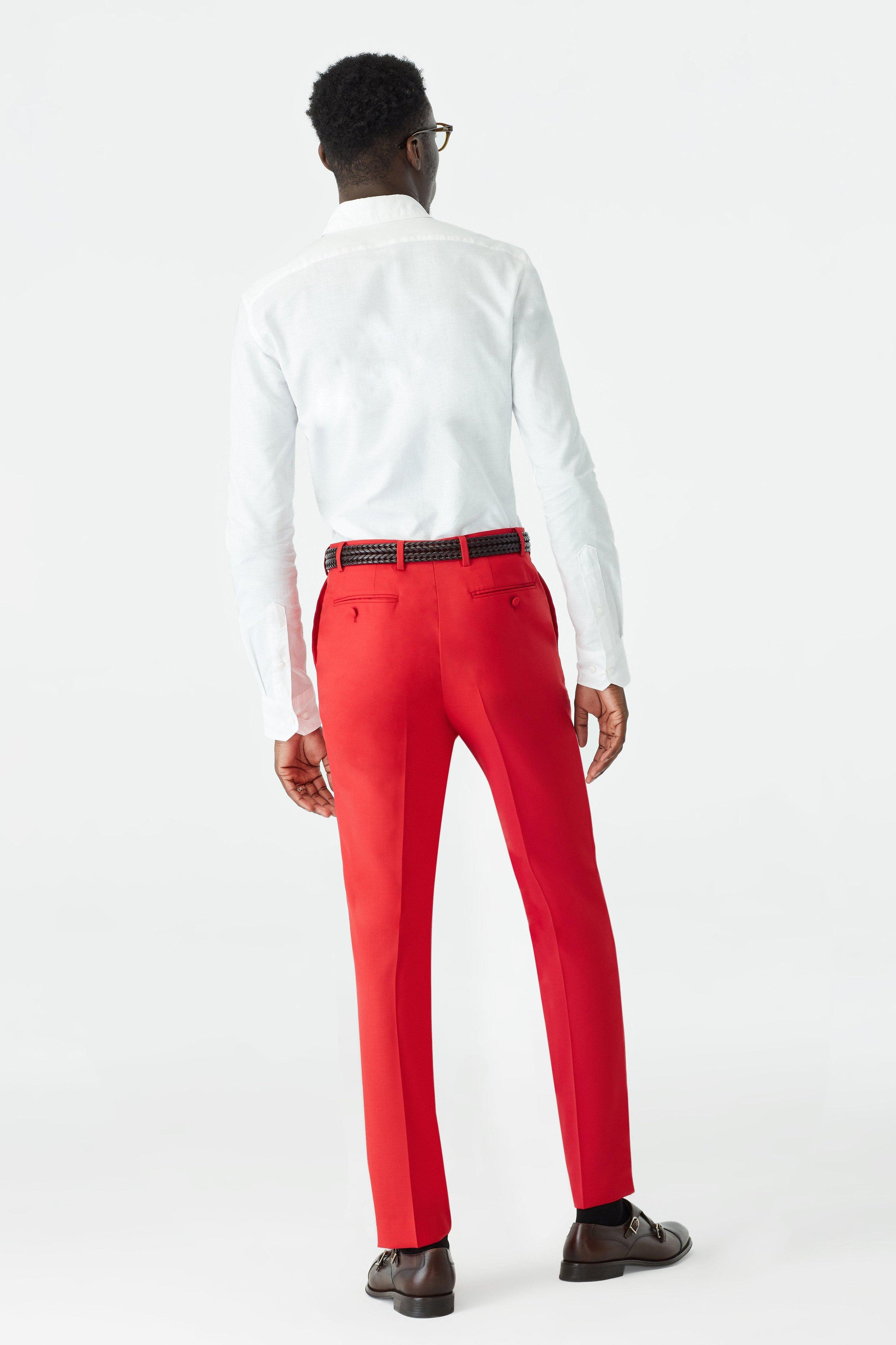 aesido Red 2 Piece Men's Suit with Notch Lapel