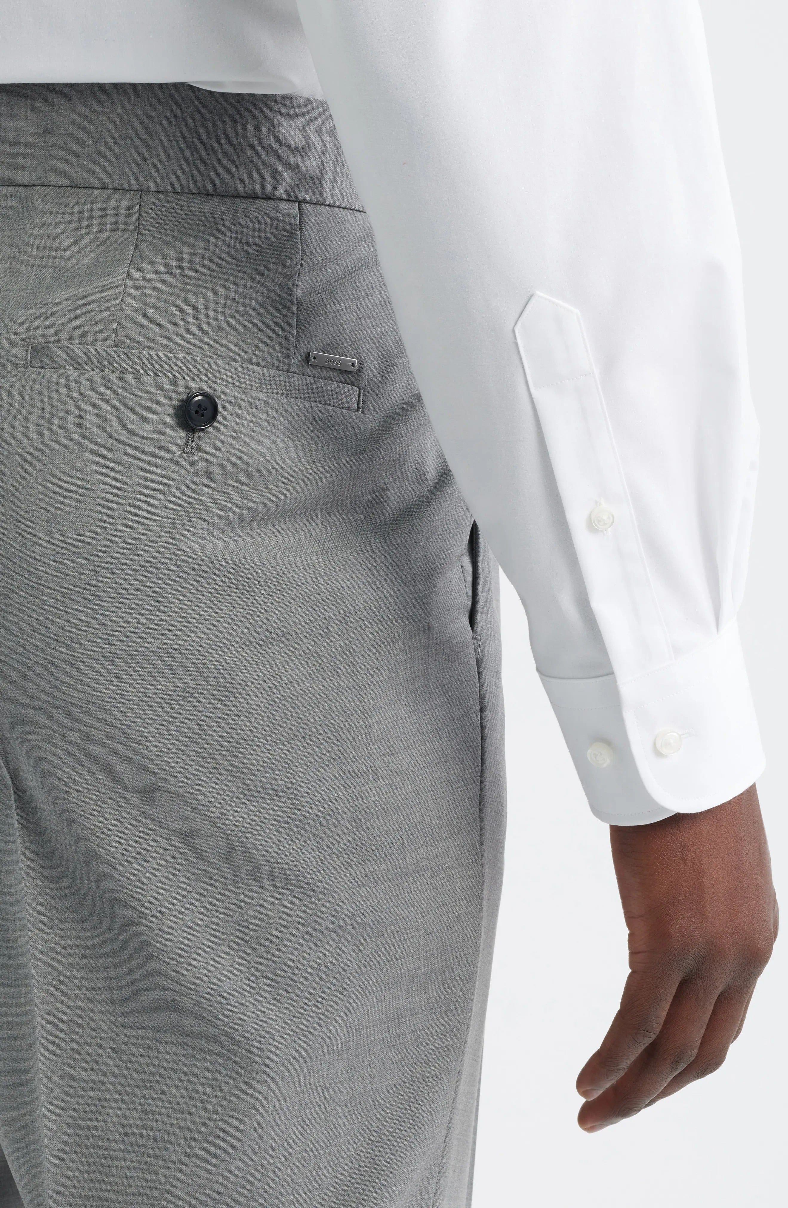 aesido Silver Casual Slim Men Trouser