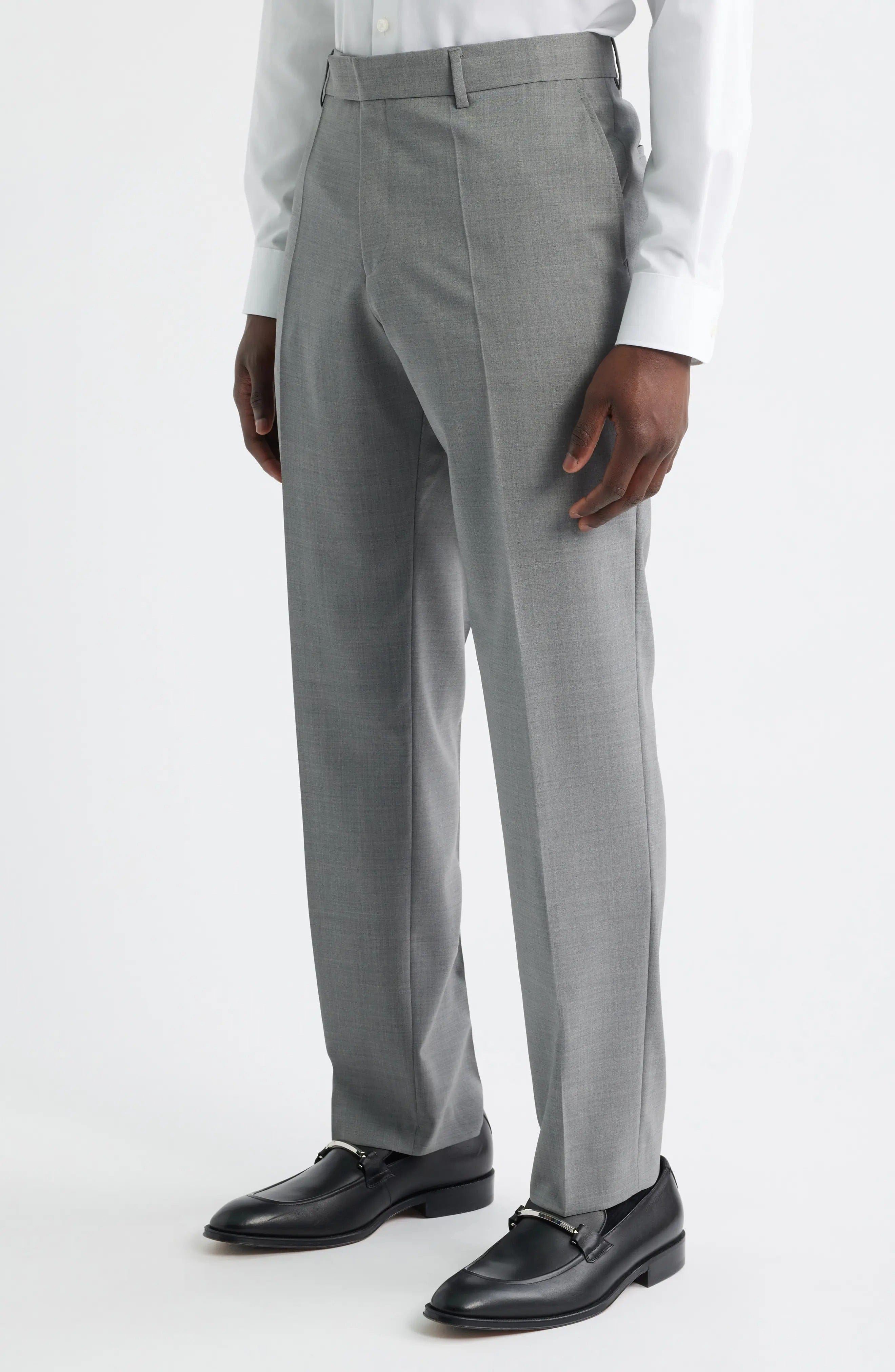 aesido Silver Casual Slim Men Trouser