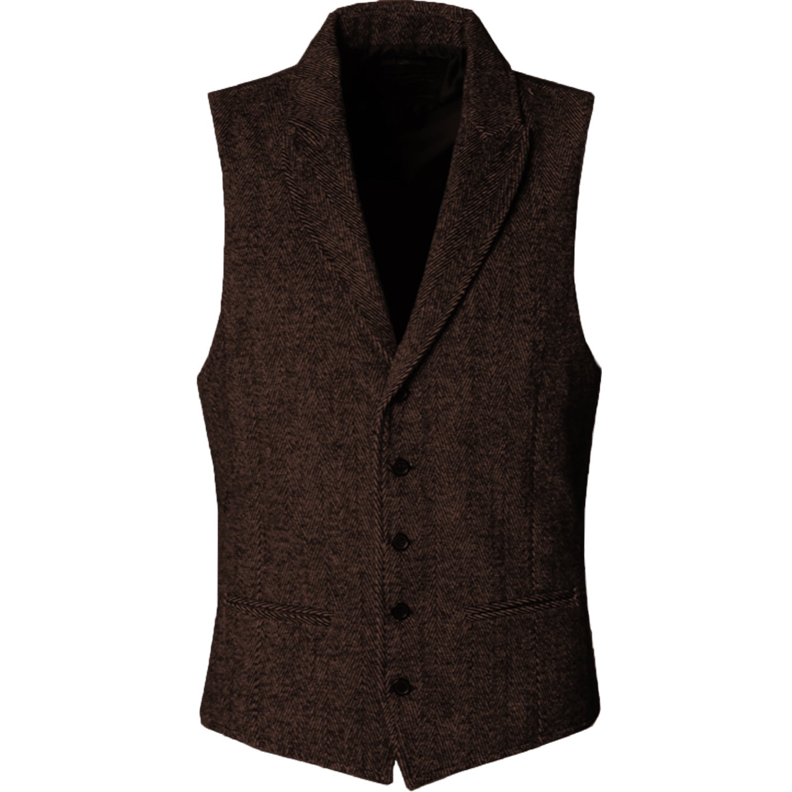 aesido Slim Fit Herringbone Peak Lapel Waistcoat