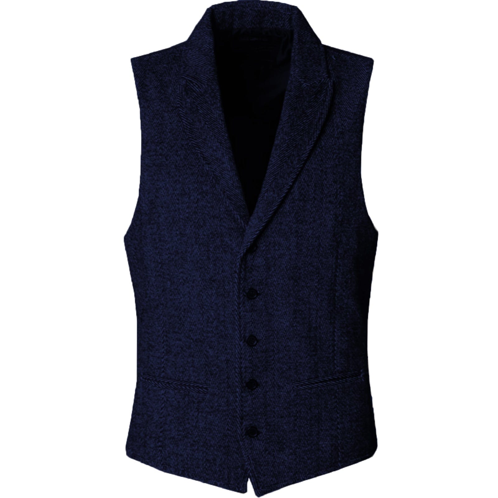 aesido Slim Fit Herringbone Peak Lapel Waistcoat