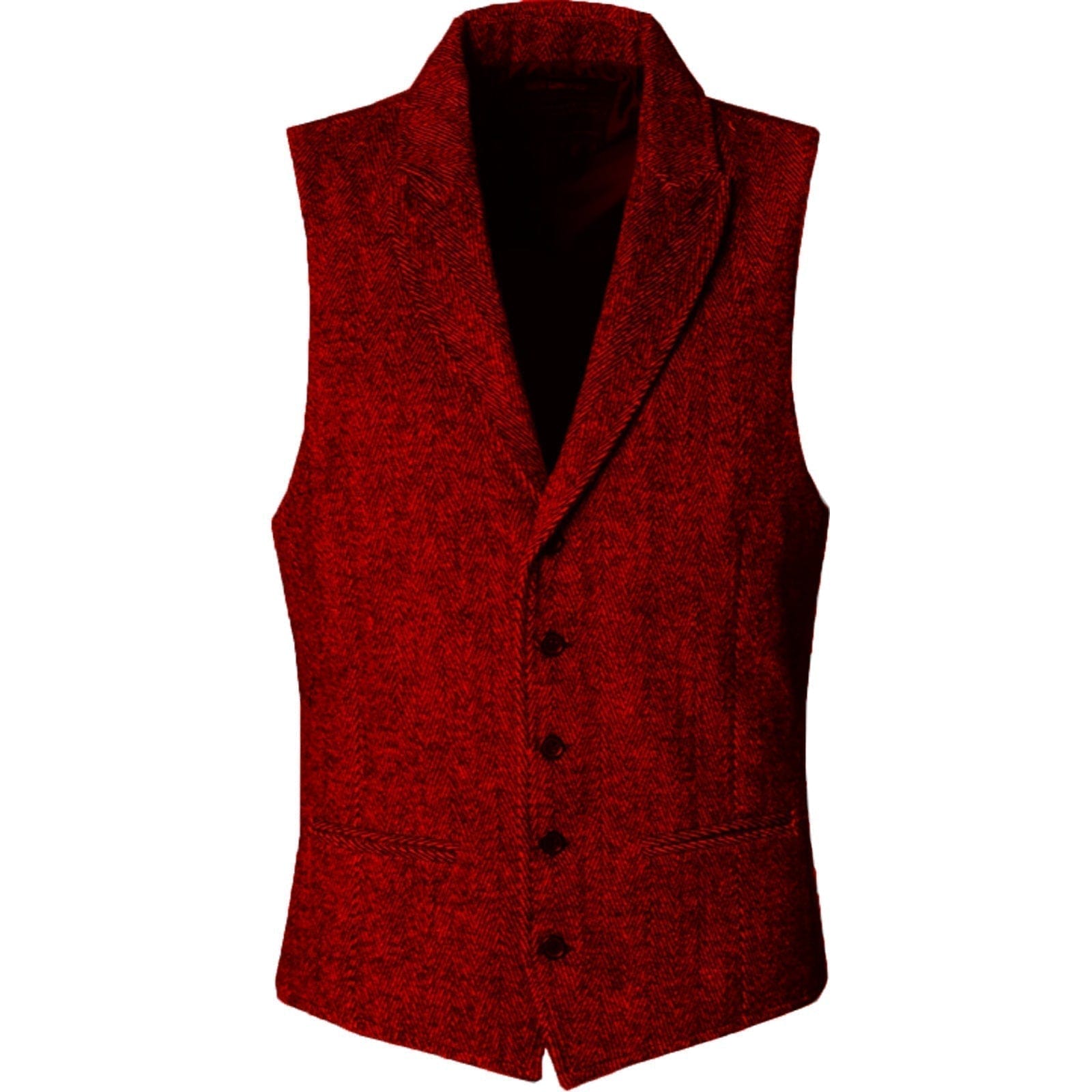 aesido Slim Fit Herringbone Peak Lapel Waistcoat