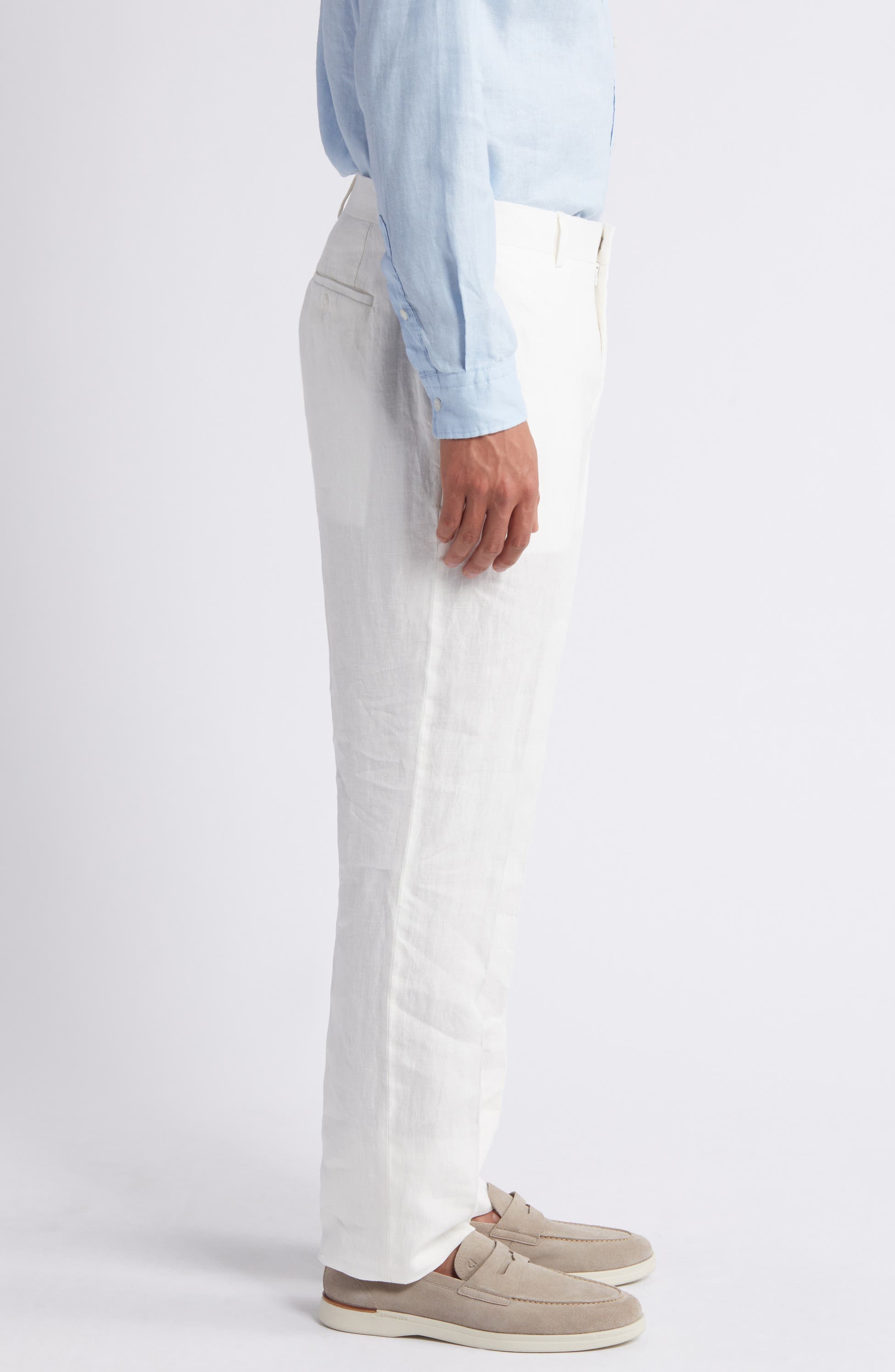 Aesido Summer White Linen Casual Men's Pants White / 30W X 30L Aesido Summer White Linen Casual Men's Pants White / 30W X 30L
