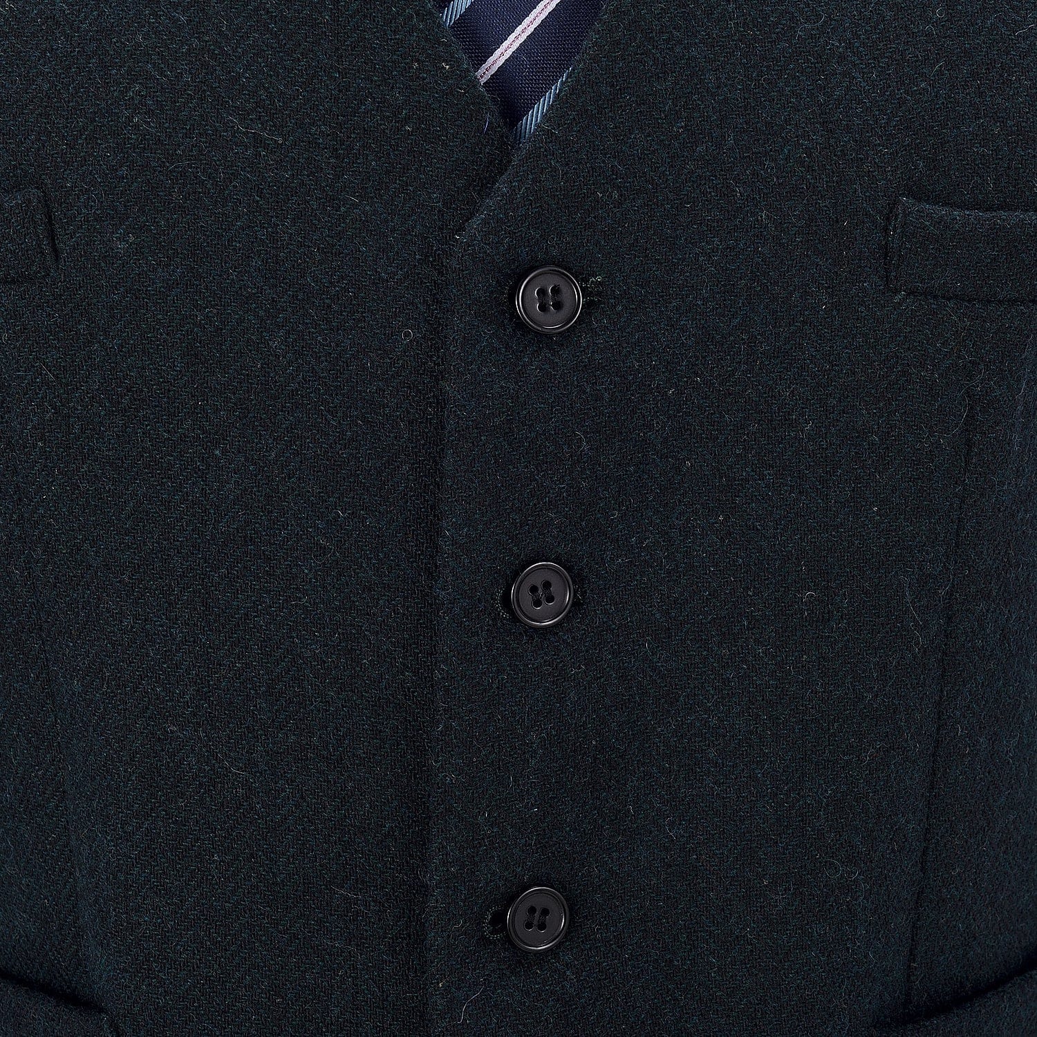 aesido Teal Herringbone V Neck Waistcoat