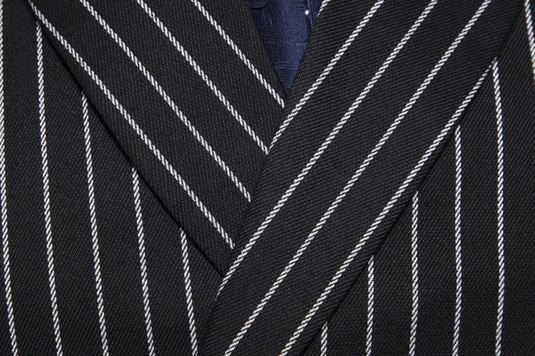 aesido White Striped Double Breasted Shawl Lapel Men Waistcoat