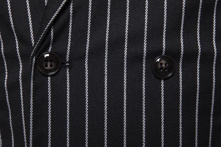 aesido White Striped Double Breasted Shawl Lapel Men Waistcoat