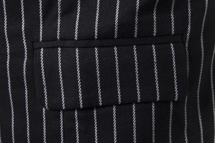 aesido White Striped Double Breasted Shawl Lapel Men Waistcoat