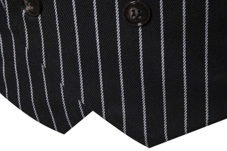 aesido White Striped Double Breasted Shawl Lapel Men Waistcoat