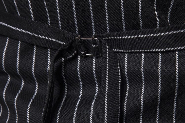 aesido White Striped Double Breasted Shawl Lapel Men Waistcoat