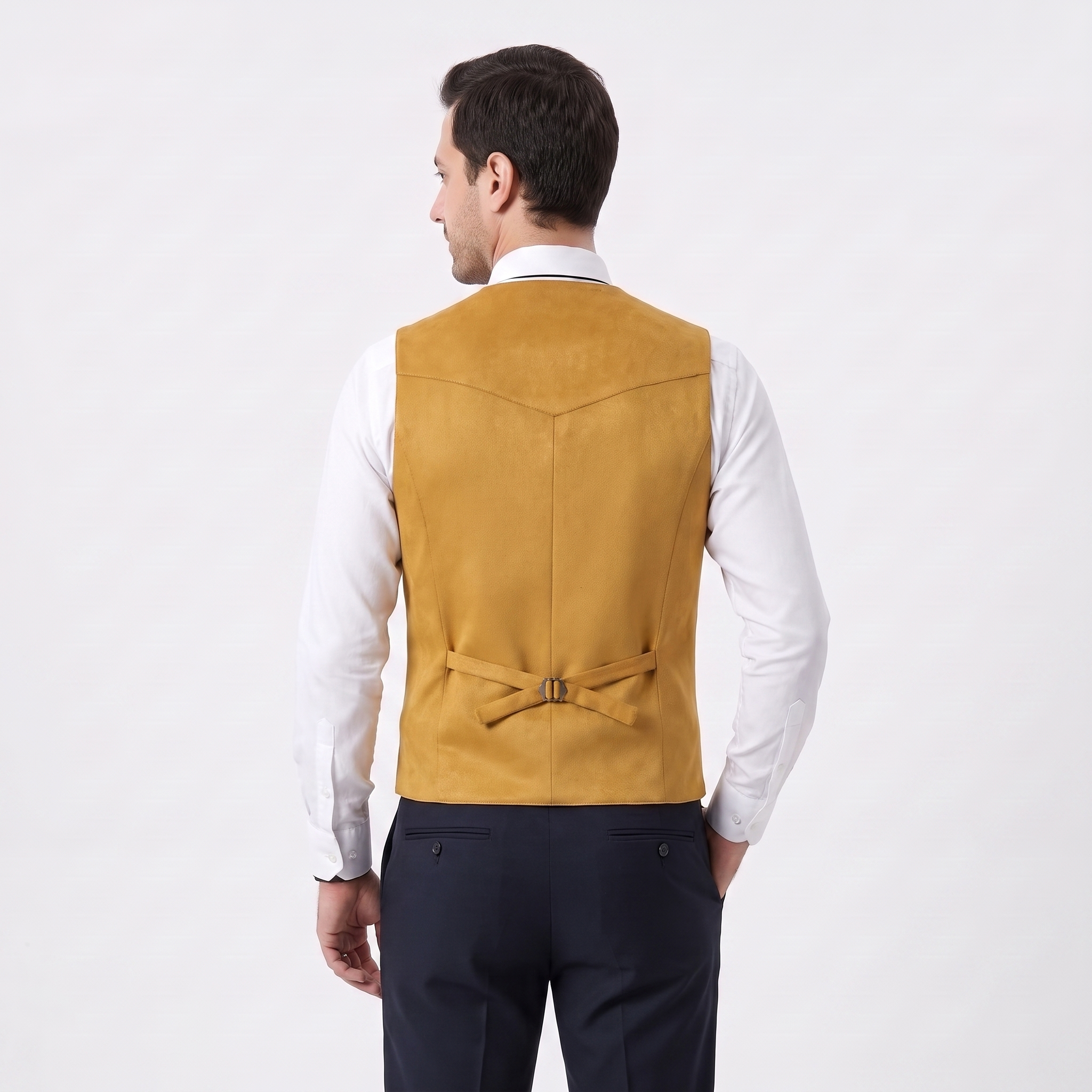 Aesido Retro Men's Single Breasted V-Neck Suede Waistcoat