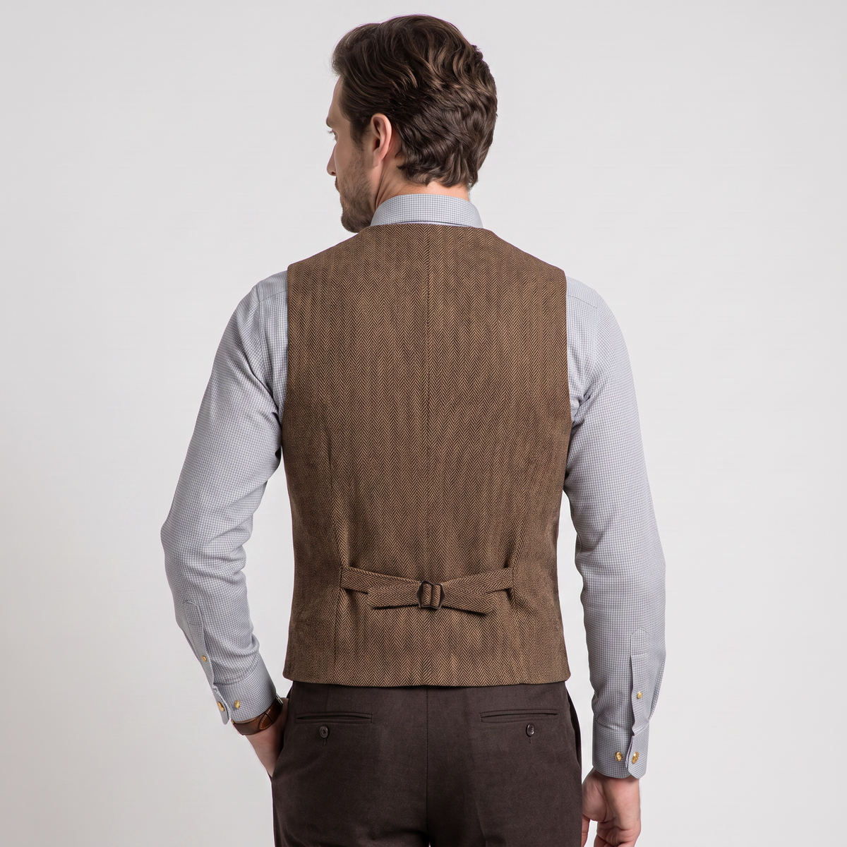 Aesido Men's Business Herringbone Notch Lapel Waistcoat