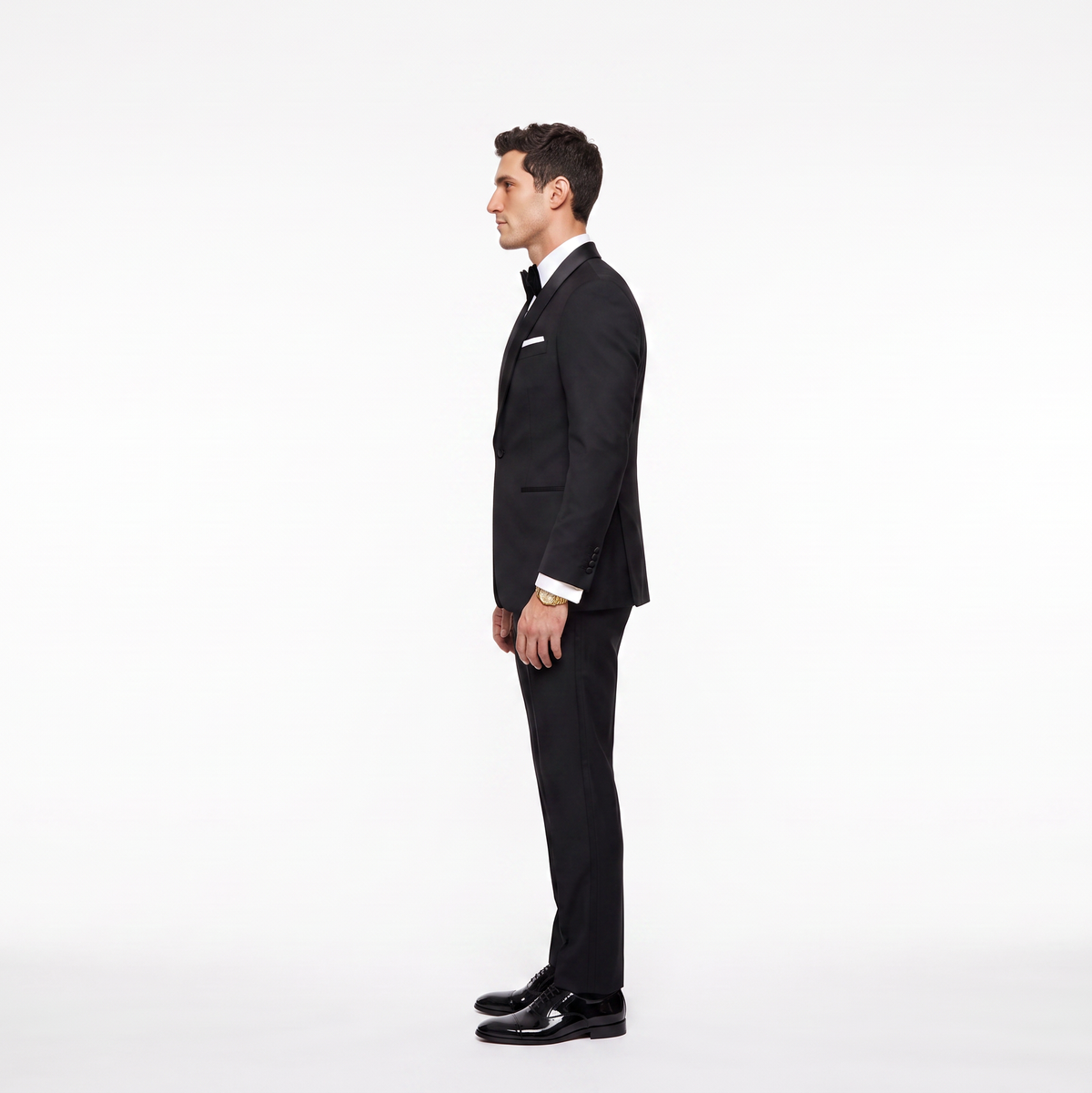 Aesido Men’s Black 2 Pieces Suits with Satin Shawl Lapel  (Blazer+Pants)