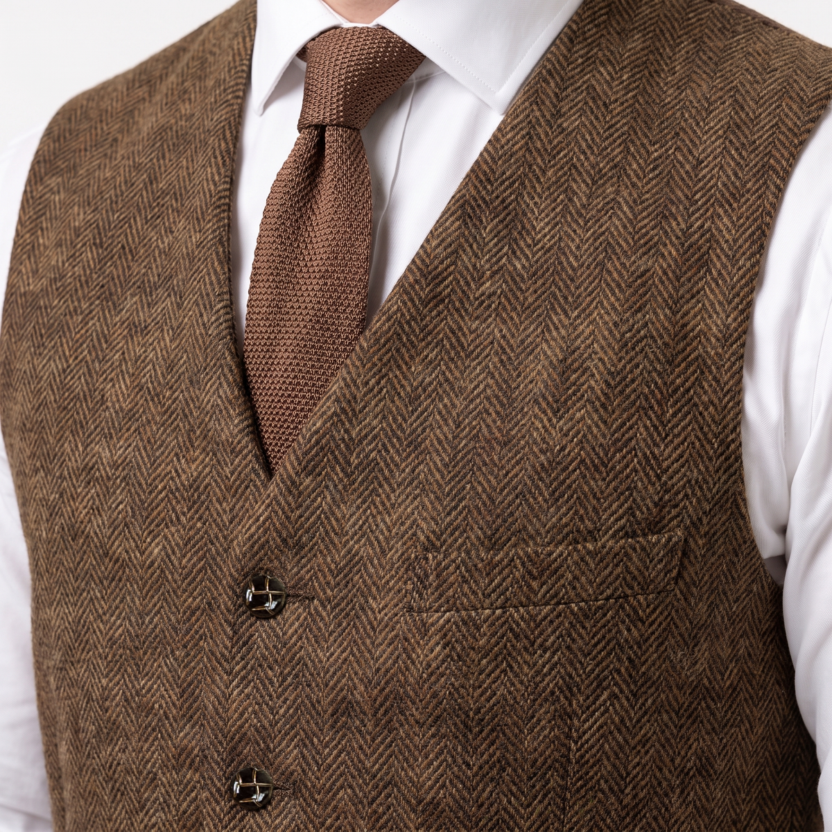 Aesido Formal Men's Vest Herringbone V Neck Waistcoat for Wedding