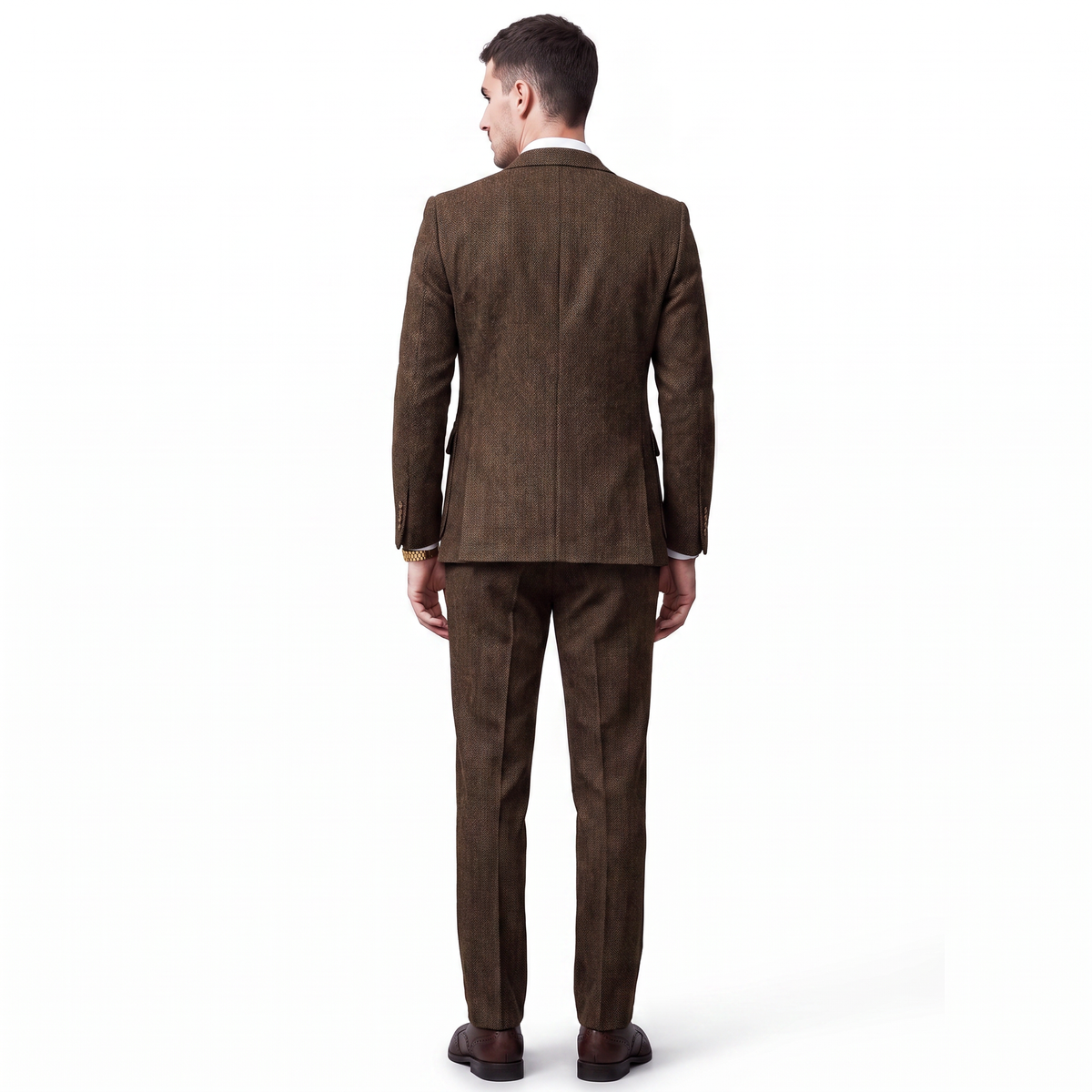 Aesido 3 Pieces Classic Herringbone Notch Lapel Suits (Blazer+Vest+Pants)