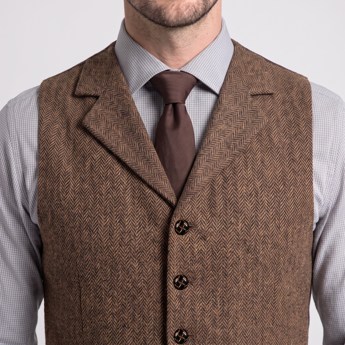 Aesido Men's Business Herringbone Notch Lapel Waistcoat