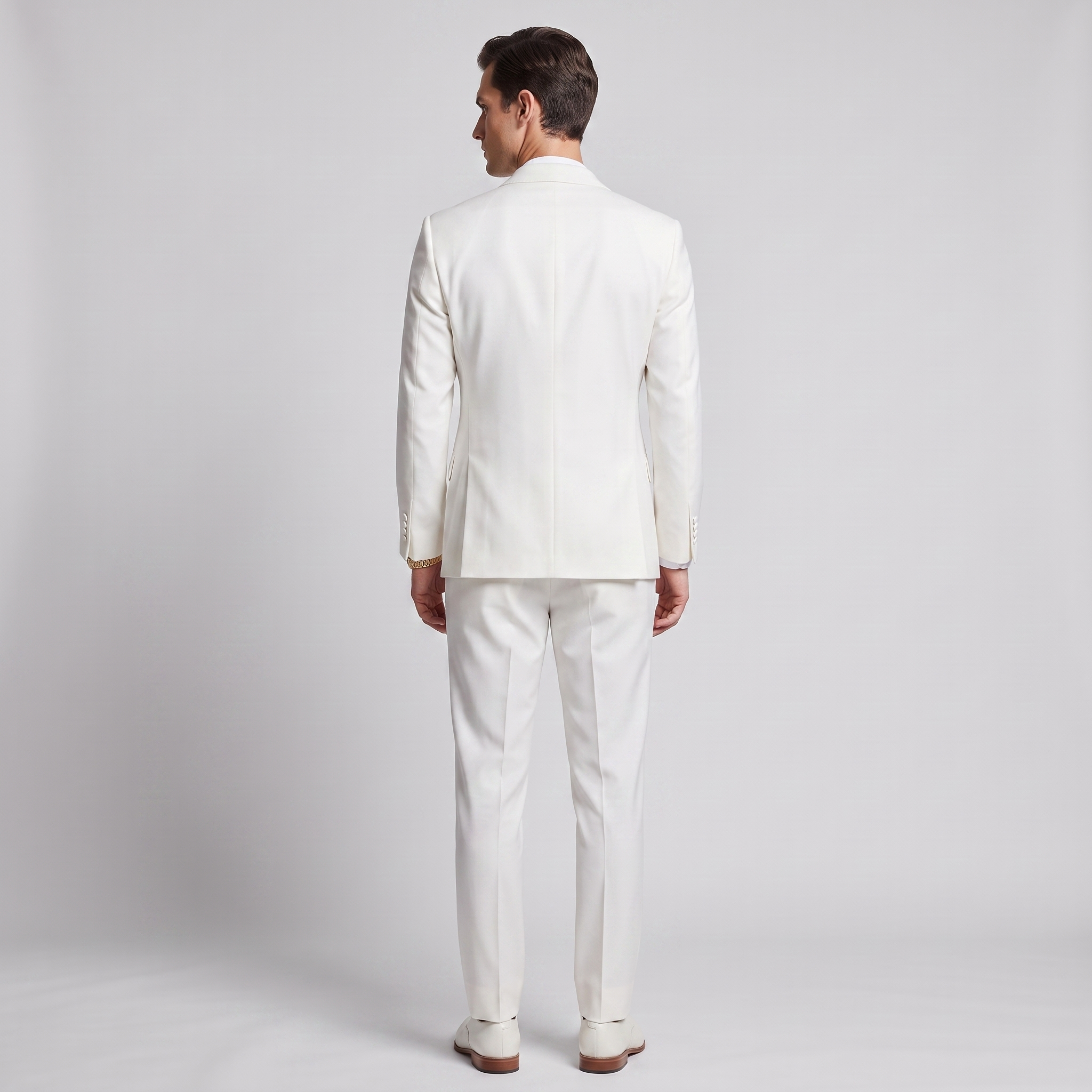 Aesido White 2 Pieces Men's Suits Shawl Lapel Slim Fit Suits For Wedding (Blazer+Pants)