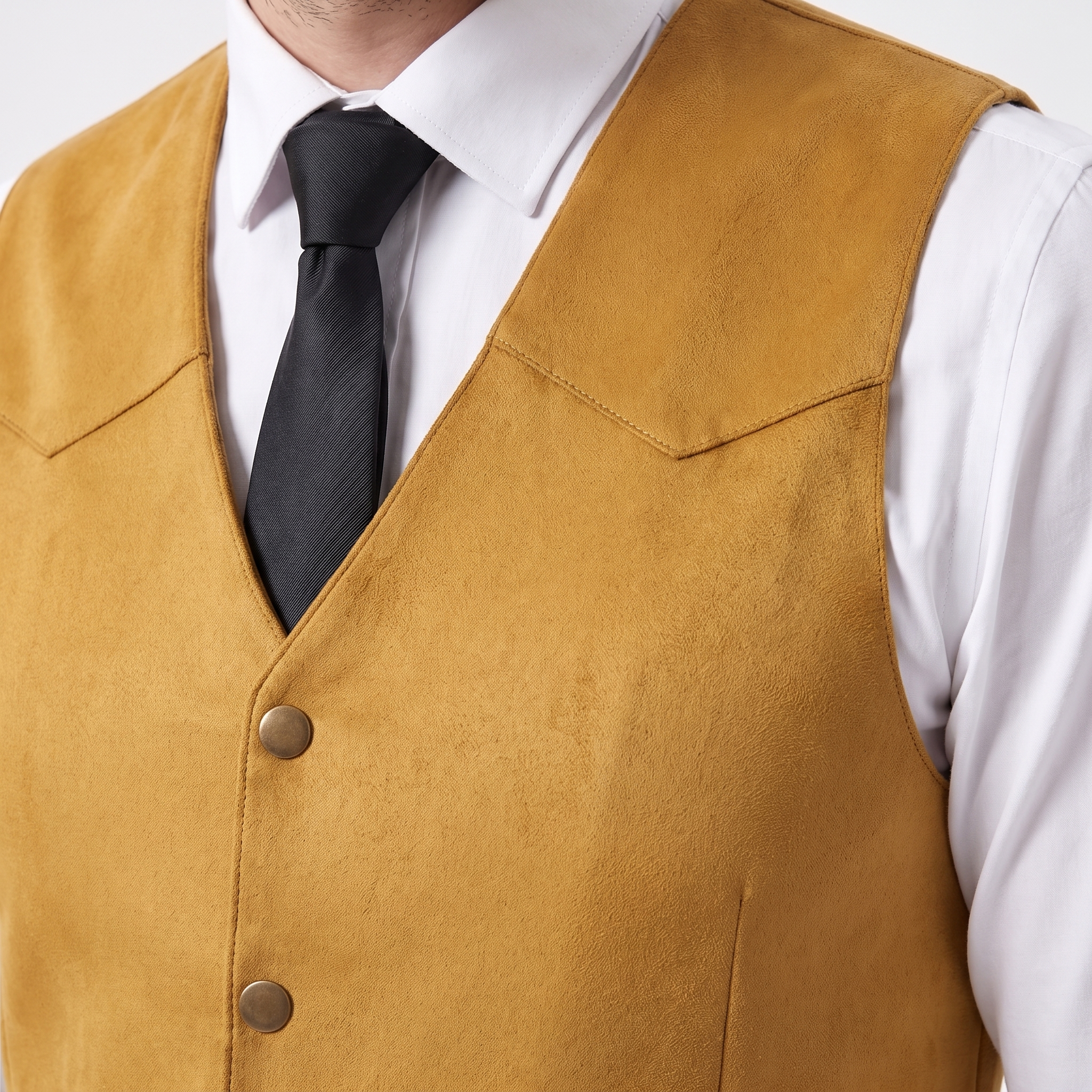 Aesido Retro Men's Single Breasted V-Neck Suede Waistcoat
