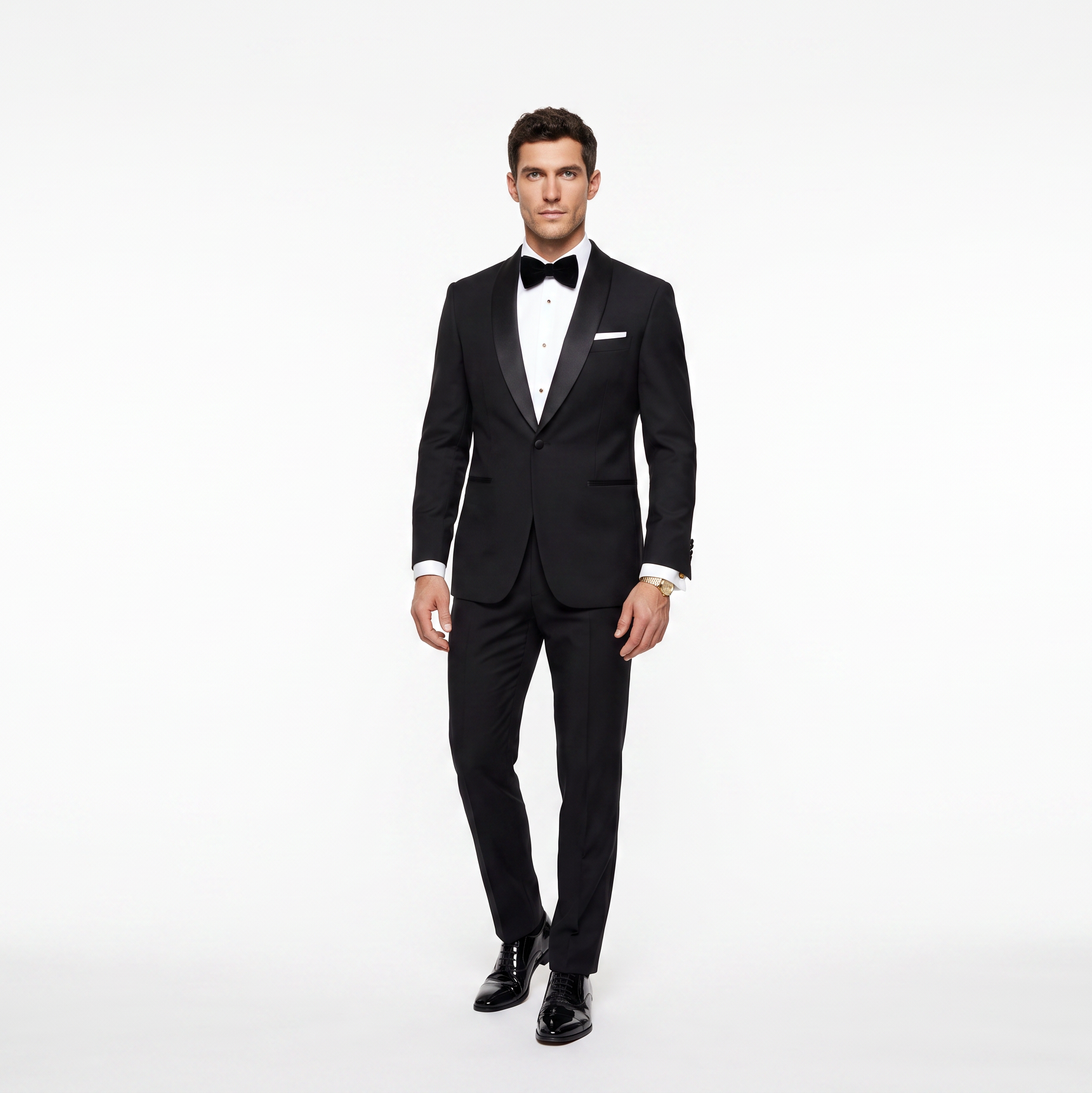 Aesido Men’s Black 2 Pieces Suits with Satin Shawl Lapel  (Blazer+Pants)