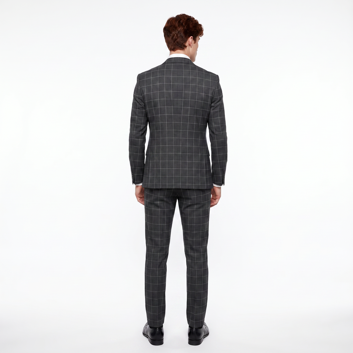 Formal Men's Suit 3 Pieces Business Plaid Solid Peak Lapel Tuxedos (Blazer+Vest+Pants)