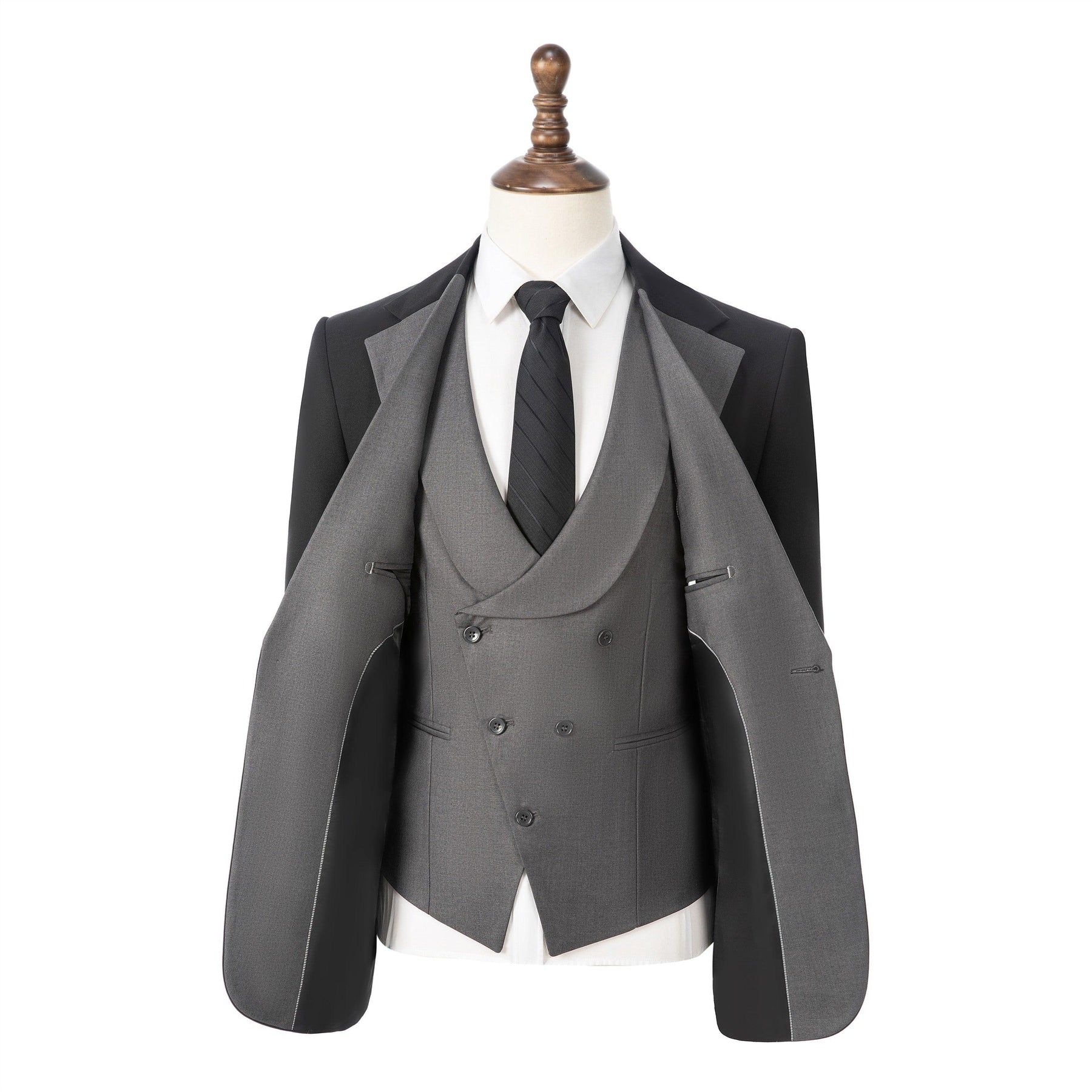 Formal Men's Suits Slim Fit 3 Pieces Notch Lapel Tuxedos (Blazer+Vest+Pant)