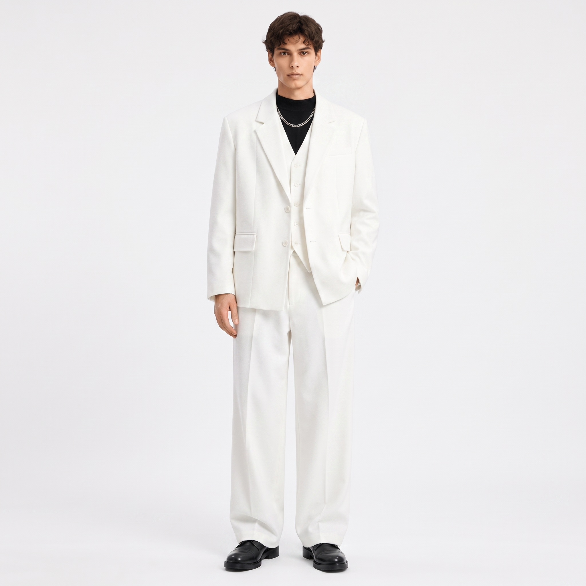 Aesido Men's Single Breasted 3 Pieces Suit Set With Relaxed Fit Blazer Vest And Pants