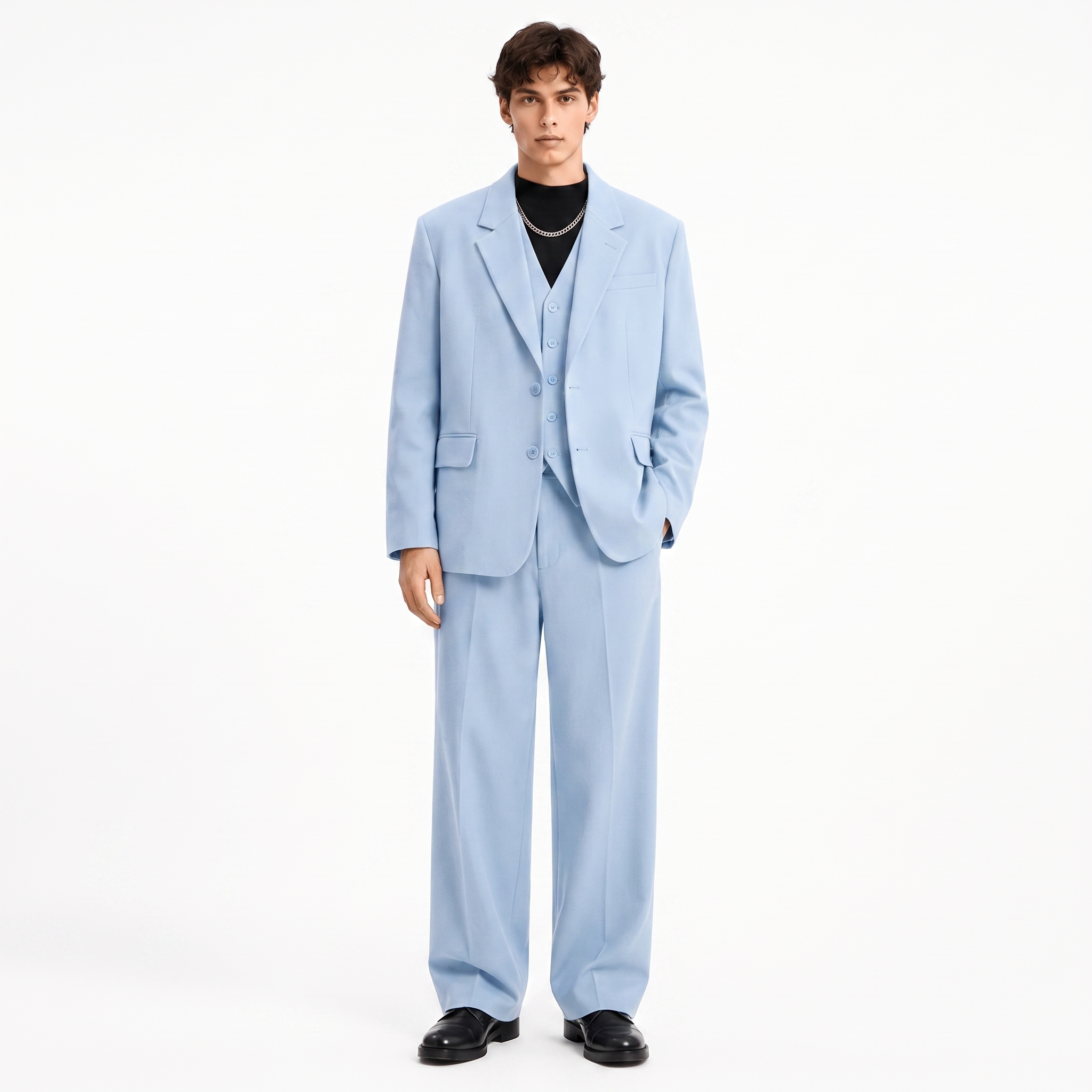 Aesido Men's Single Breasted 3 Pieces Suit Set With Relaxed Fit Blazer Vest And Pants